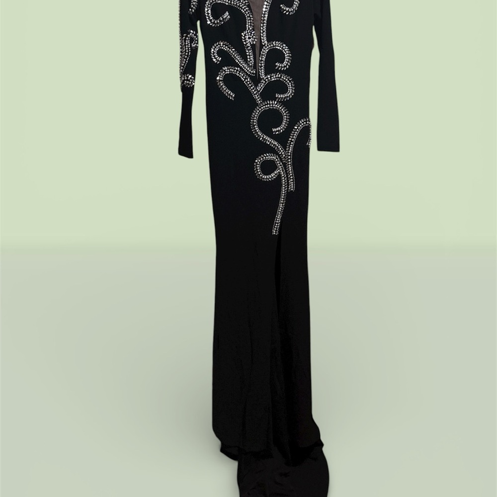 Sophisticated Black Gown with Silver Embellishments
